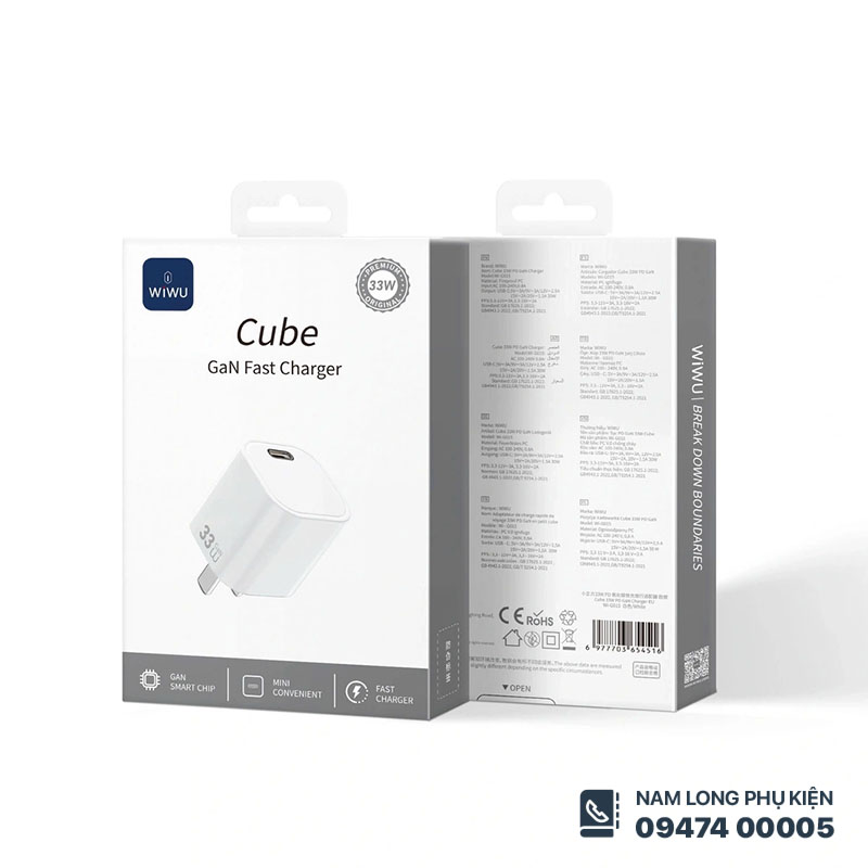 Củ sạc nhanh WiWU 33W Cube GaN – Nam Long Mobile
