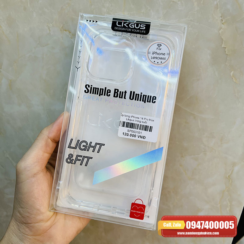 Ốp lưng iPhone 14 Pro Max Likgus trong suốt chính hãng – Nam Long Mobile