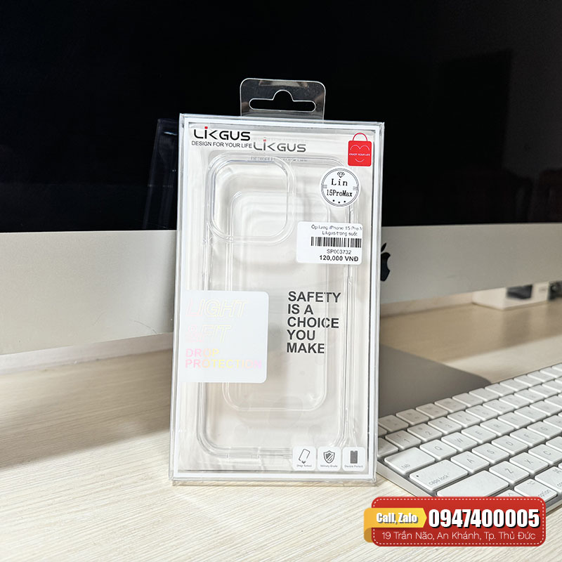 Ốp lưng iPhone 15 Pro Max Likgus PU viền mềm – Nam Long Mobile