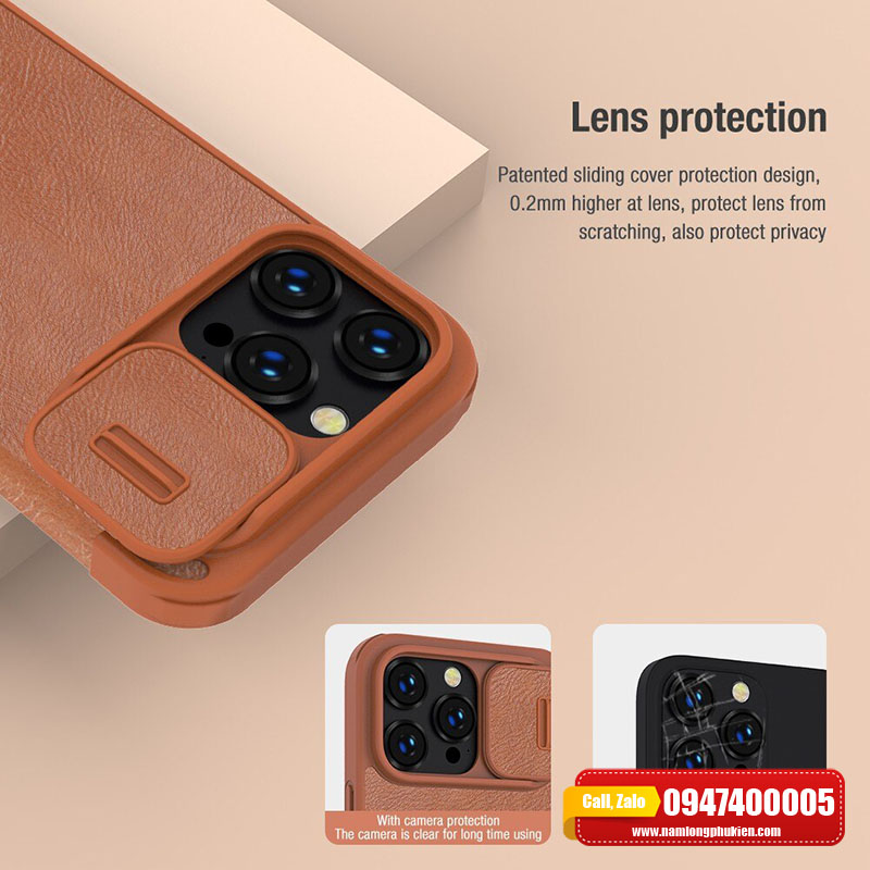 Bao da iPhone 14 Pro Nillkin Qin chính hãng – Nam Long Mobile