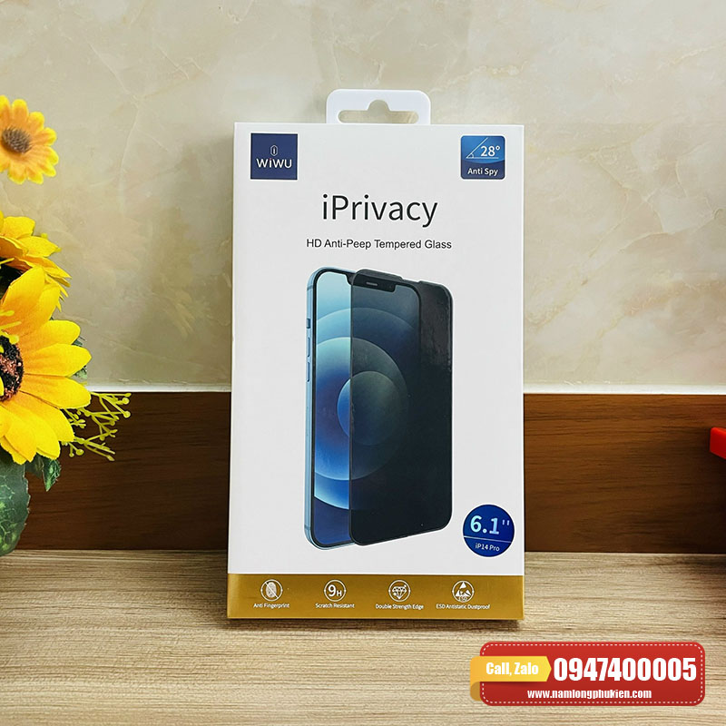 Cường lực iPhone 14 Pro chống nhìn trộm WiWU chính hãng – Nam Long Mobile
