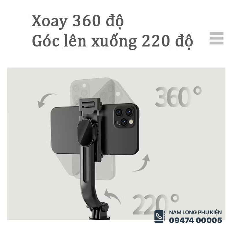 Gậy selfie bluetooth L12 dài 1066mm