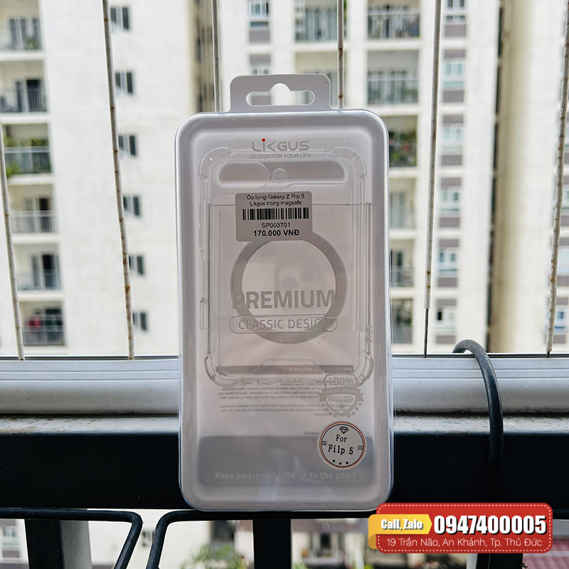 Ốp lưng Galaxy Z Flip 5 Likgus trong suốt có sạc không dây – Nam Long Mobile