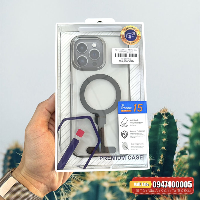 Ốp lưng iPhone 15 Pro Max WiWU Magsafe kệ – Nam Long Mobile