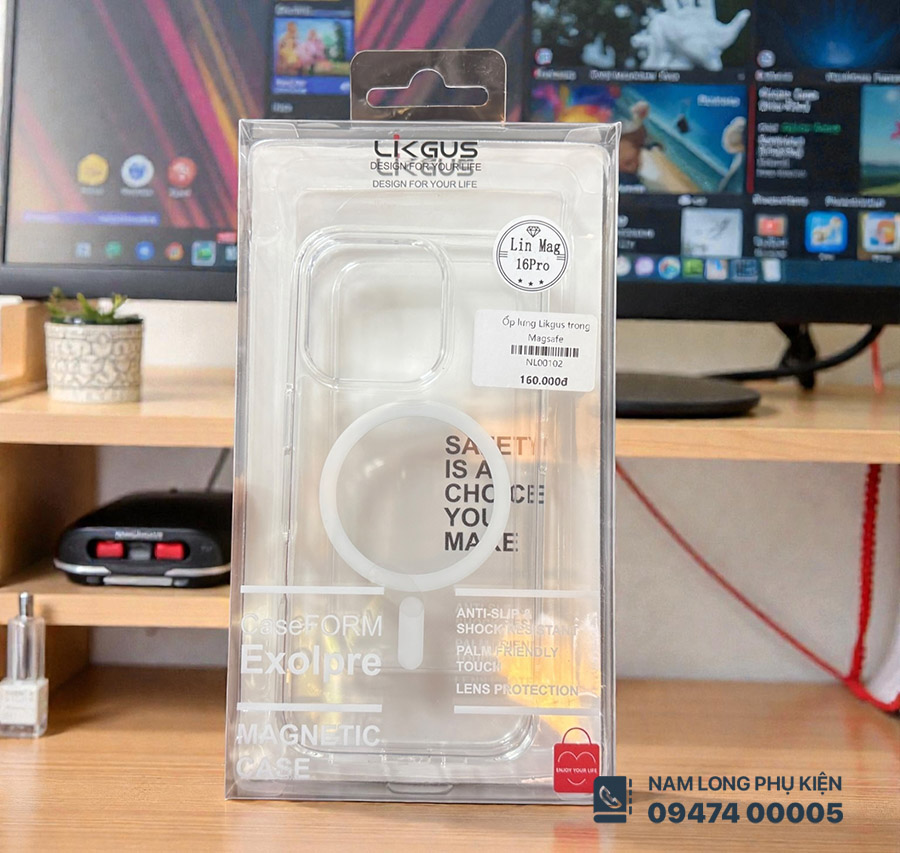 Ốp lưng iPhone 16 Pro trong suốt Magsafe Likgus – Nam Long Mobile